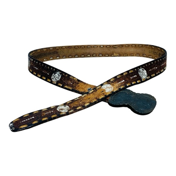 Vintage Western Core Belt with Pinkerton Brass Buckle Sz 40”- 42” - Picture 4 of 5